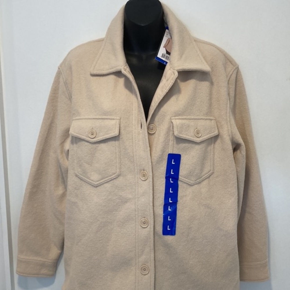 HILLARY RADLEY Cream Button Up Jacket Size Large - Picture 3 of 7
